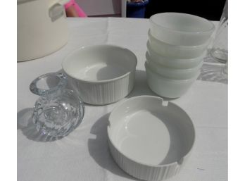 Crystal Toothpick Holder, Small Milk Glass Dishes