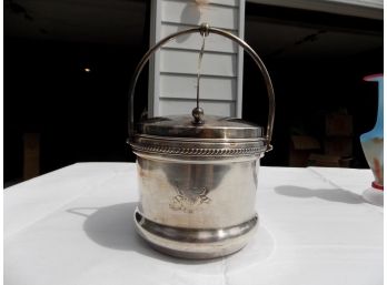 Vintage F.B. Rogers Silver On Copper Ice Bucket Engraved Major AB Adversis