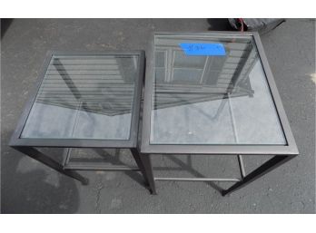 Set Of 2 Metal & Glass Nesting Tables