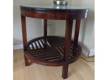 Stickley Metropolitan Collection Round Lamp Tables With Glass Tops