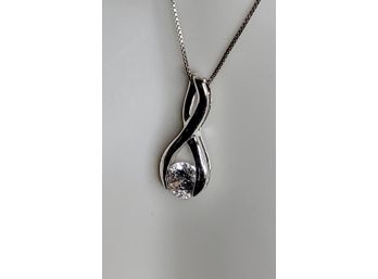 Infinity Pendant With CZ Stone In Sterling Silver