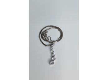 Sterling Silver Round Stone CZ Journey Necklace