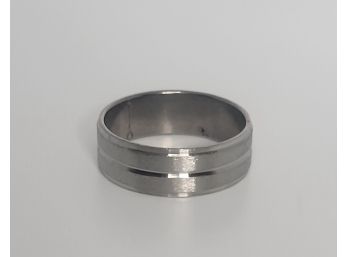 Double Line Brushed Silvertone Stainless Steel Band