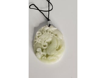 255 Cts Of Real White Green Jade Super Power Dragon Amulet
