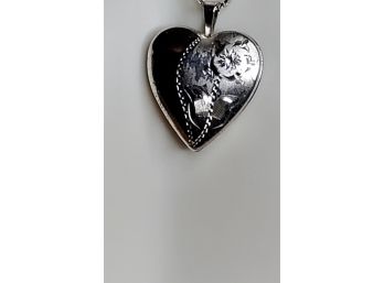 Heart Locket With Rose Inlay Design In Sterling Silver
