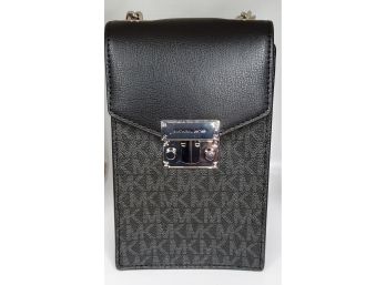 Brand New Michael Kors MK Black Rose Sm NS  Phone Crossbody Bag With Tags