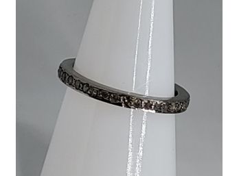 1/2 CT Genuine Chocolate Diamond 14k Black Gold Overlay Sterling Silver Eternity Victorian Ring
