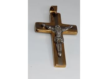 Stainless Steel Gold Tone Crucifix Pendant
