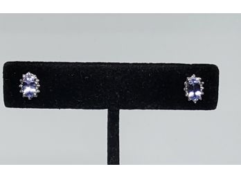 4/5 CTW Tanzanite & .01 CTW Diamond Accent Sterling Silver Earrings