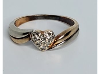 Two-Tone 10k  Diamond Accent Heart Promise Ring