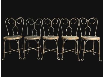Amazing Set Of Five Japanned Ice Cream Parlor Chairs