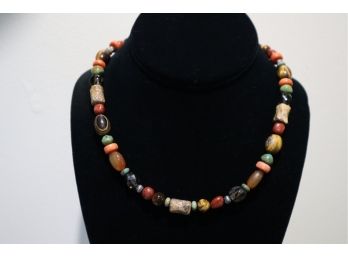 Sterling Silver With Earth Tone Stones Magnetic Clasp Necklace By Carolyn Pollack Relios