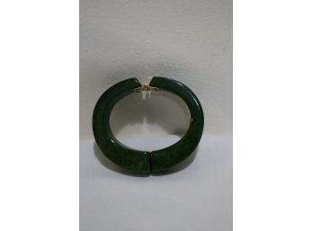 Green Marble Bakelite Hinged Bracelet