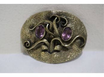 Gold Tone Buckle With Purple Stones