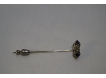14K White Gold With Sapphires And Diamond Stick Pin
