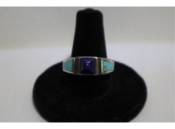 925 Sterling Silver With Lapis And Turquoise Ring Thailand Size 8