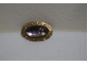 10K Yellow Gold With Purple Stone Pin