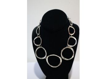 925 Hammered Sterling Silver Circles Necklace With Toggle Clasp