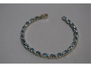 925 Sterling Silver With Light Blue Stones Bracelet Thailand