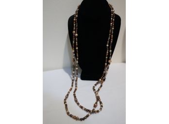 Real Pearl Necklace In Earth Tones No Clasp 35' Can Be Doubled