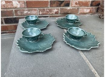 Four Sets Of Vintage Woodfield Leaf Shaped Cups By Steubenville