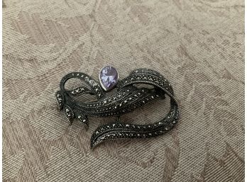 Sterling Silver And Marcasite Pin - Lot #16