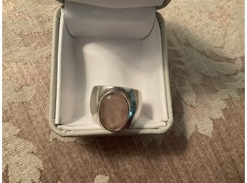 Lovely Sterling Silver And Pink Oval Ring - Lot #6