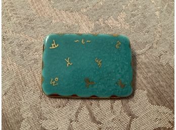 Handcrafted Turquoise And Gold Tone Pin - Lot #22