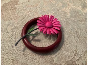 Burgundy Bangle And Pink Floral Pin - Lot #20