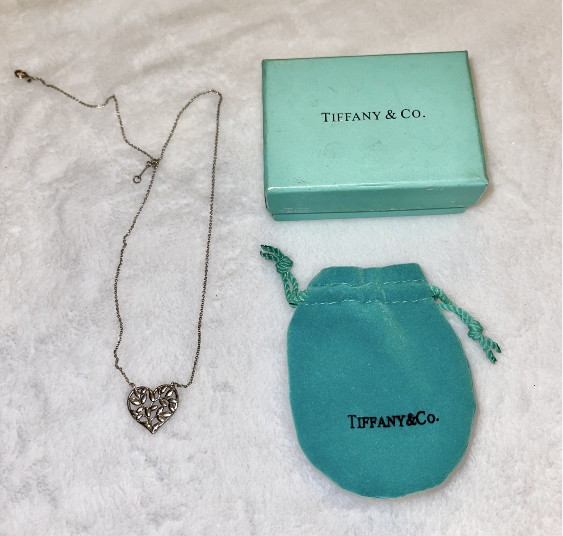 Tiffany And Co Sterling Silver Olive Leaf Heart Pendant And Chain ...