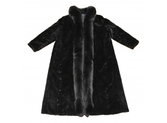 Stunning Women Full Length Fur Chevon Coat