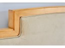 Modern Mid Century Suede Panel Back King Size Tapered Poster Headboard And Frame
