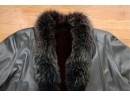Womens Genuine Leather, Fox And Shearling Swing Coat