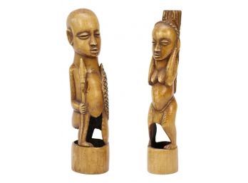 African Tribal Couple Wood Carved Sculpture