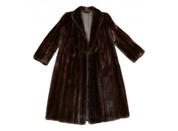 Women Shawl Collar Long Mahogany Mink Coat