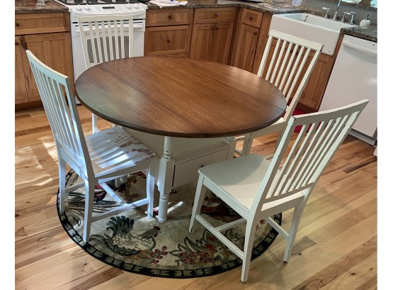 Pottery Barn Country Kitchen Drop Leaf Table With Four Chairs