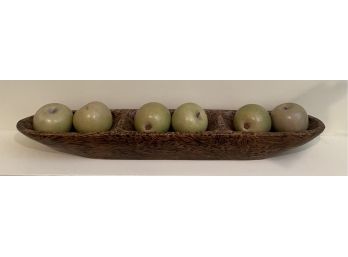 Faux Apples In Mango Wood Small Trencher