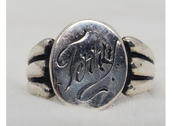 Size 6 Sterling Silver Monogrammed Ring ~ 'Terry' ~ 3.15 Grams