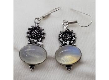 Pair Of Silver Plated Opal Earrings