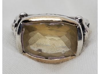 Stunning Sterling Silver Size 7 Ring With Huge Faceted Citrine Gemstone ~ 6.58 Grams
