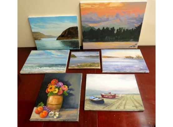 Mixed Lot Of 7 Oil On Canvas Paintings Karen Markeloff Poughkeepsie, NY - Unframed, All Signed