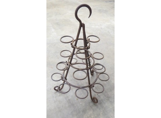 Tripod Shape Free Standing, Or Hanging, Plant Starter Pot Rack In Cast Iron