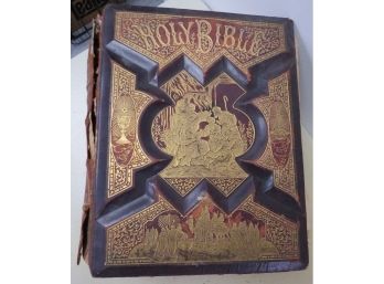 Victorian Era 1892 Dated Large 1000 Plus Page Family Bible W/Color Plates