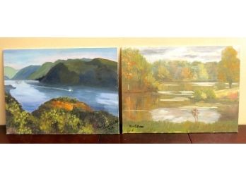 Pair Of Signed Oil On Boards By Karen Markeloff Poughkeepsie And Don Rothman