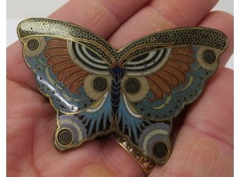 Vintage Mid-century Cloissone Enameled Butterfly Or Moth Pin - Signed, Very Well Made.