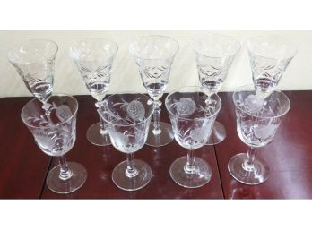 Lot Of 9 Pieces Of Quality Crystal Stemware Including Rocke Sharpe's 'Somerset' Pattern