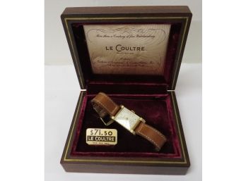 Vintage WWII Era Jaeger-LeCoultre 10k Gold Filled Man's Wristwatch With Original Case & Pricing