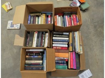 6 Boxes Full Of Hardcover Books - All Kinds Of Subjects Fiction, Non-fiction, Etc.
