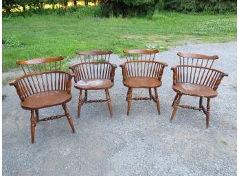 Matching Set Of 4 Windsor Maple Sack Back Dining Chairs Mid Century Era
