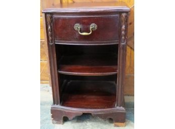 Acanthus Leaf Decorated Reddish Mahogany Hued Night Stand With One Drawer C.1920's-40's